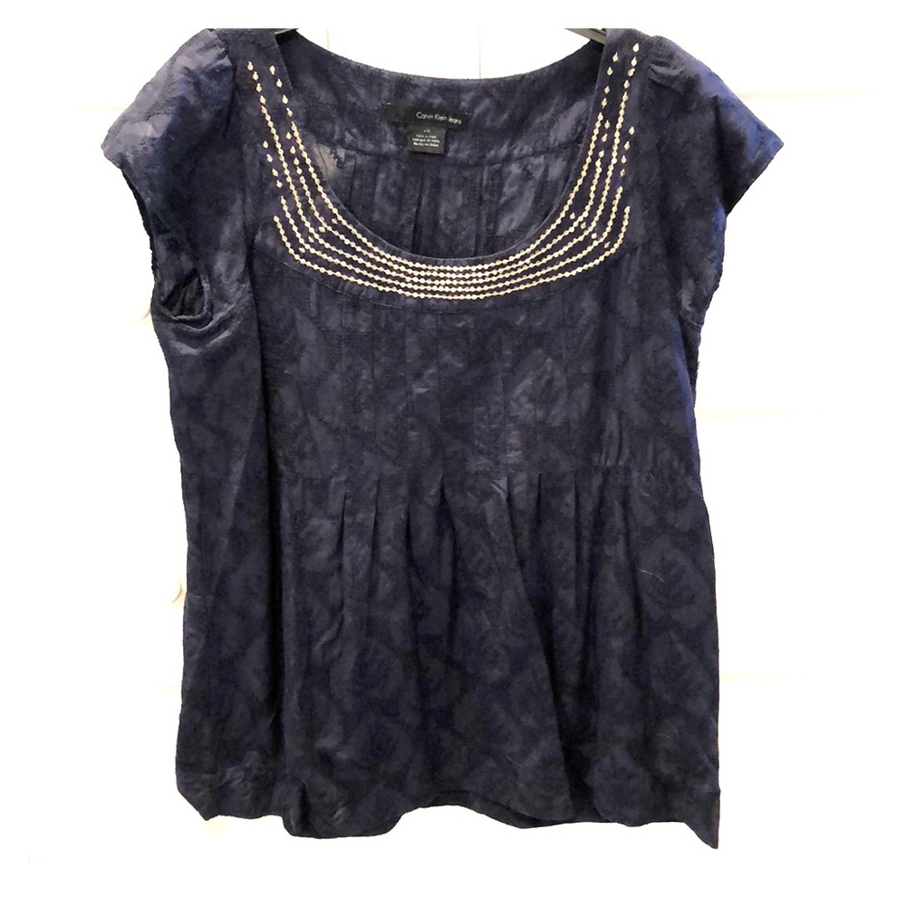 Calvin Klein boho shirt, navy blue, size large.